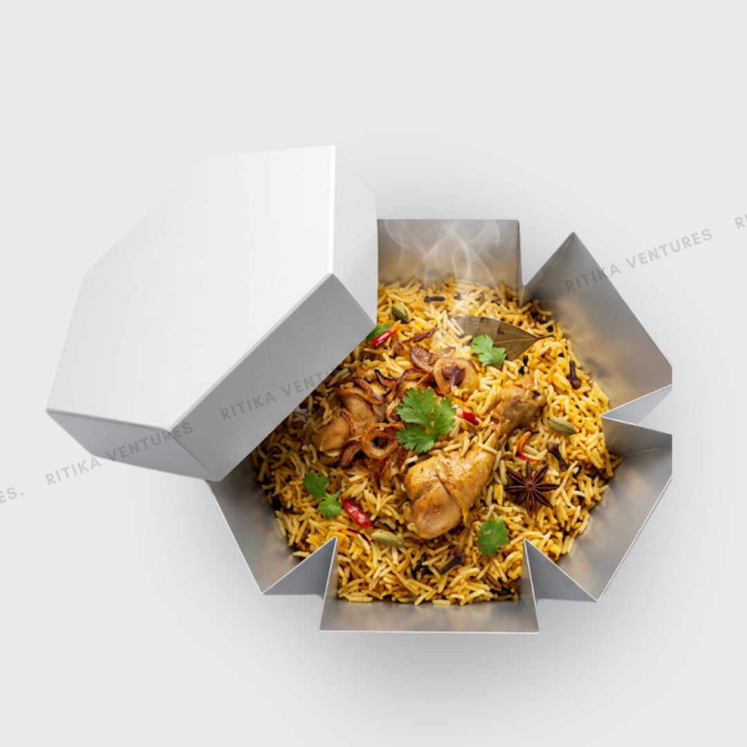 Collapsible Hexagonal Food Box with Lid