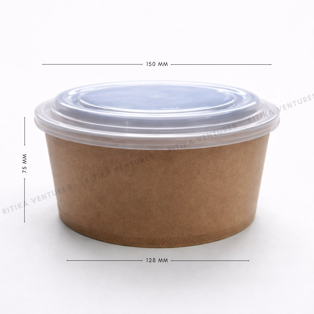 Flat Round Takeaway Container with PP Lid (150 Dia) - 1000ml