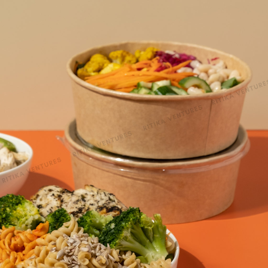 Flat Round Takeaway Container with PP Lid (185 Dia) - 1300ml