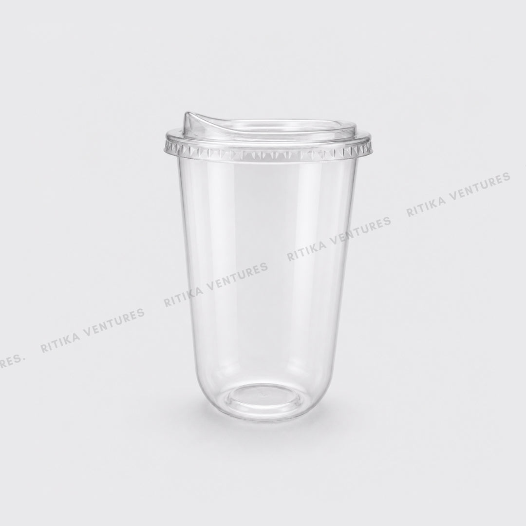 16oz U-Bottom PET Sipper Cups with Sipper Lids
