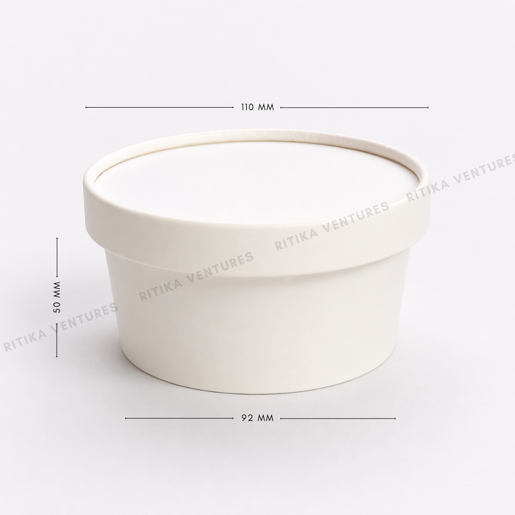 Paper Takeaway Containers with Paper Lids (110Dia) - 250ml