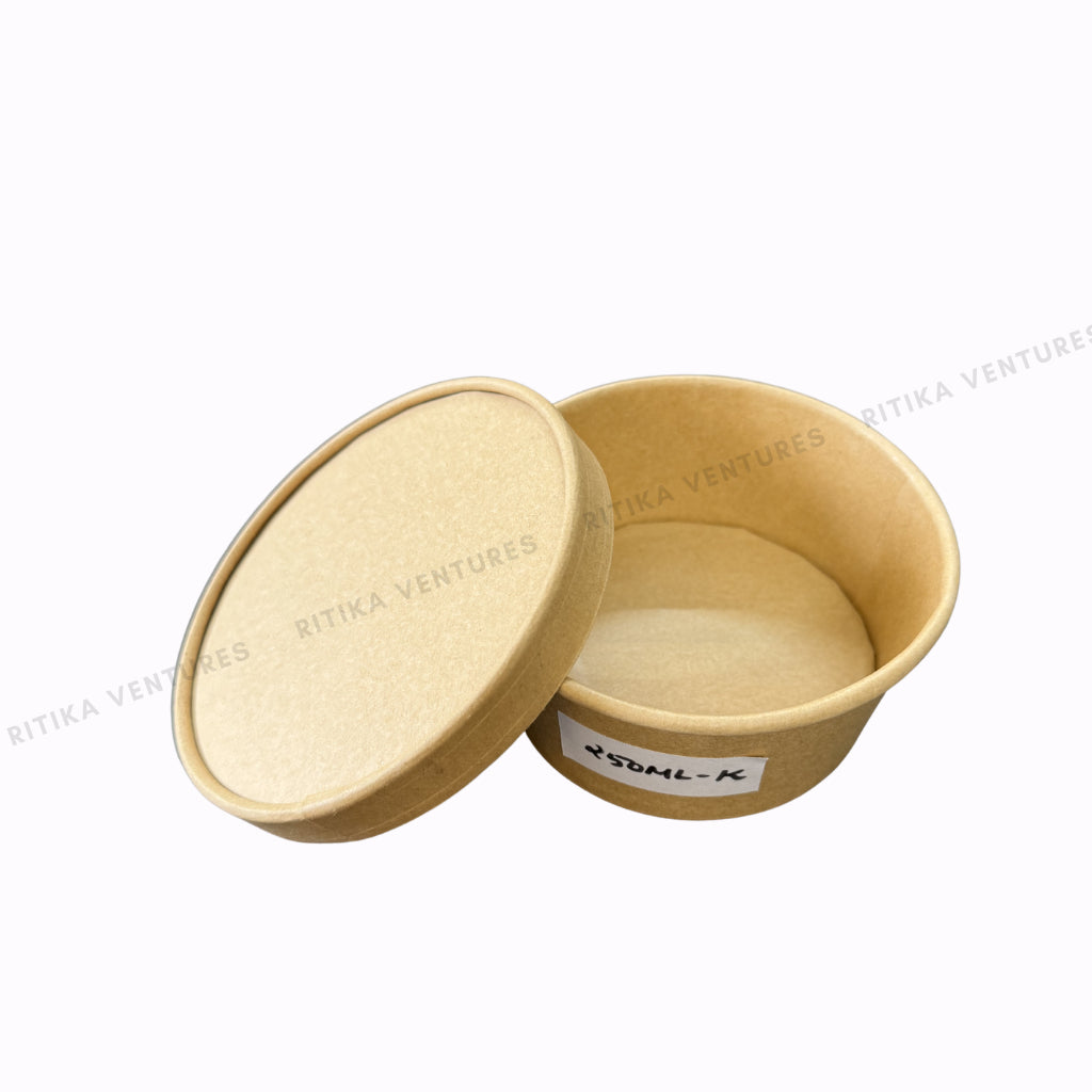 Paper Takeaway Containers with Paper Lids (110Dia) - 250ml