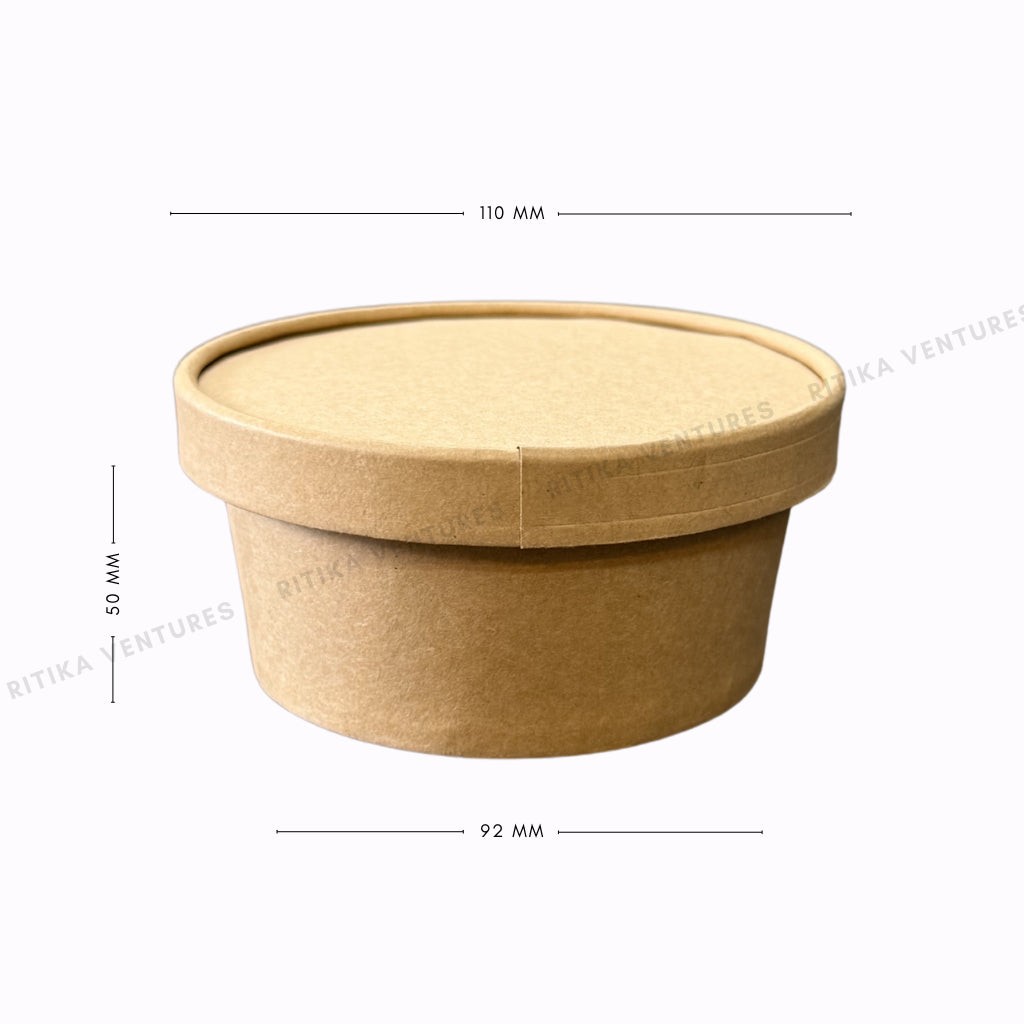 Paper Takeaway Containers with Paper Lids (110Dia) - 250ml