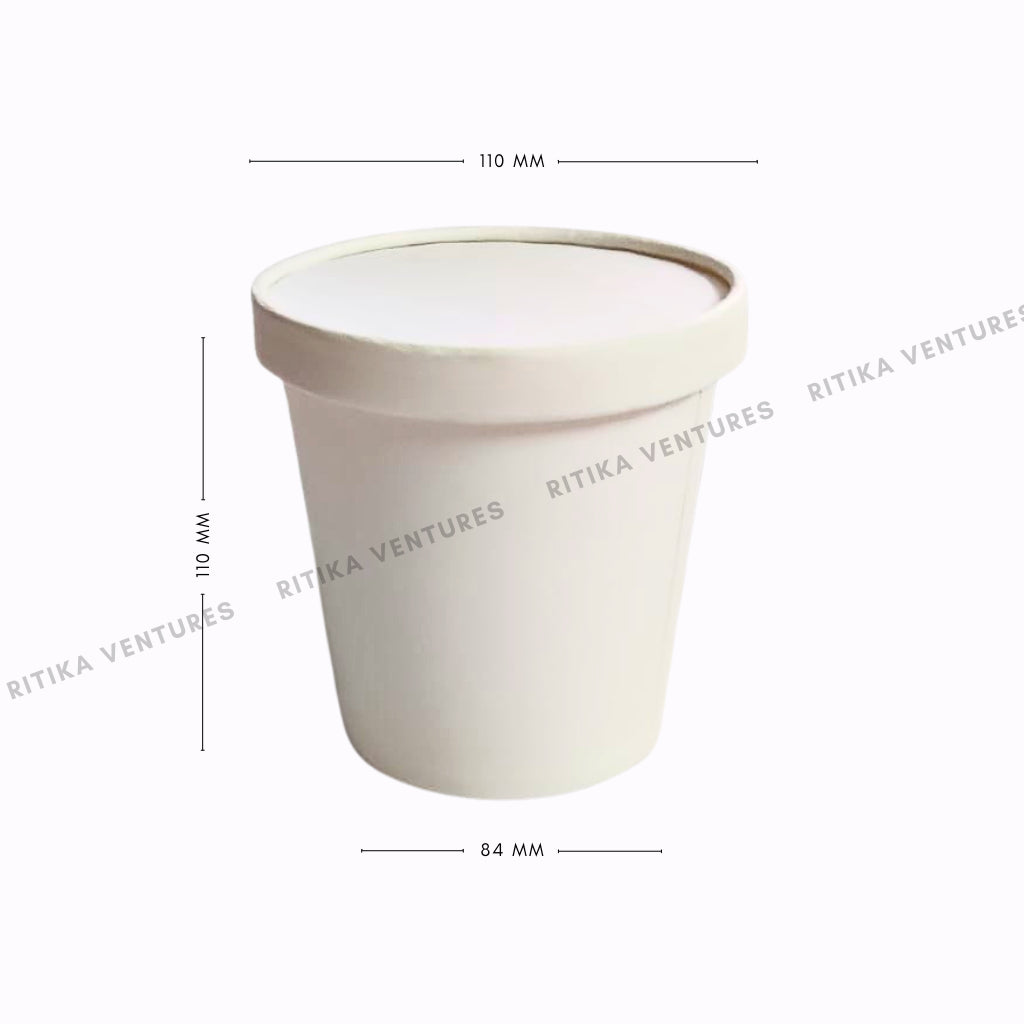 Paper Takeaway Containers with Paper Lids (110Dia) - 750ml
