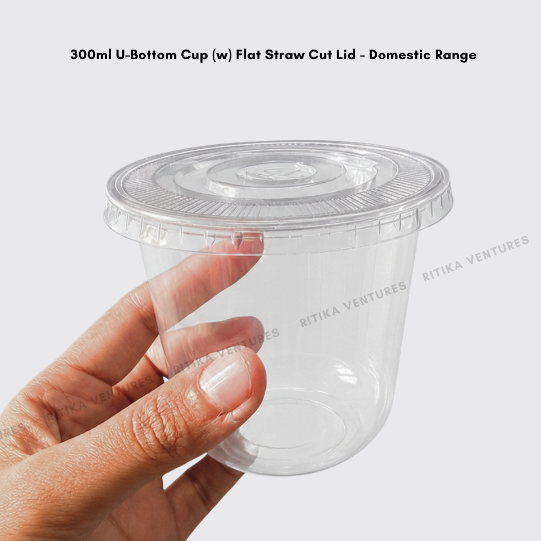 300ml U-Bottom Cups with Lids - Domestic Range