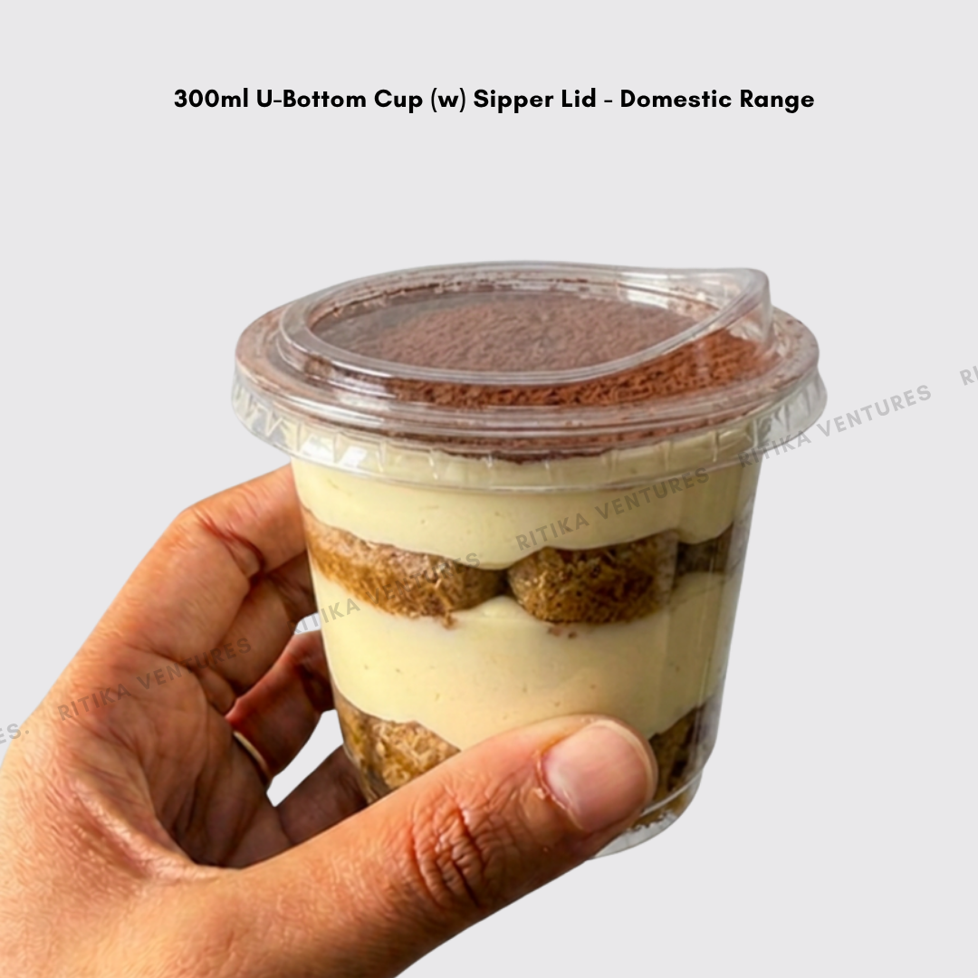 300ml U-Bottom Cups with Lids - Domestic Range