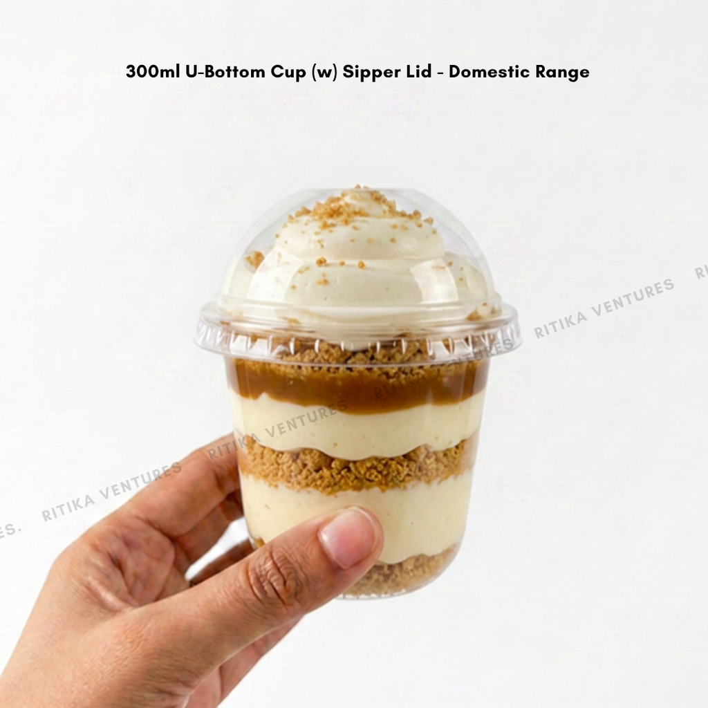 300ml U-Bottom Cups with Lids - Domestic Range