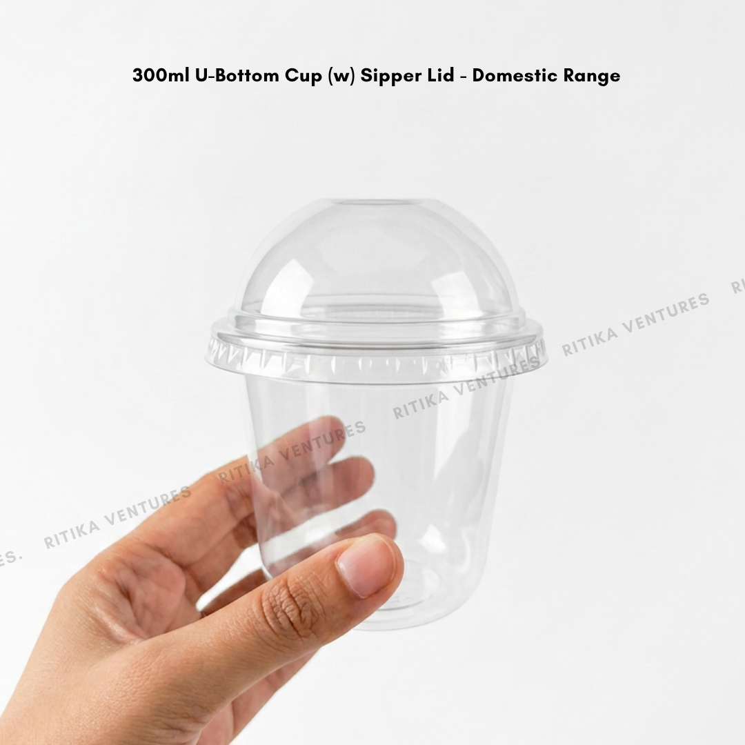 300ml U-Bottom Cups with Lids - Domestic Range