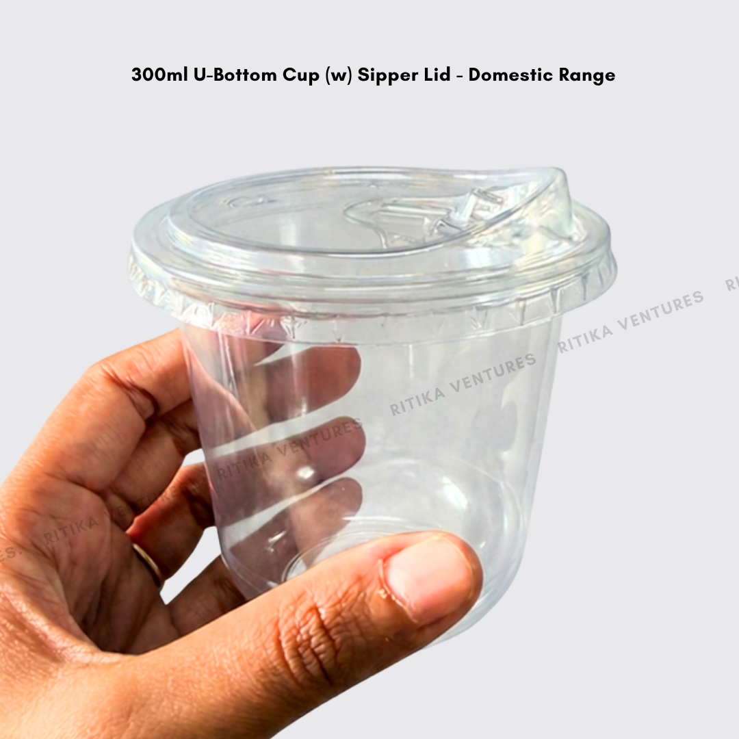 300ml U-Bottom Cups with Lids - Domestic Range