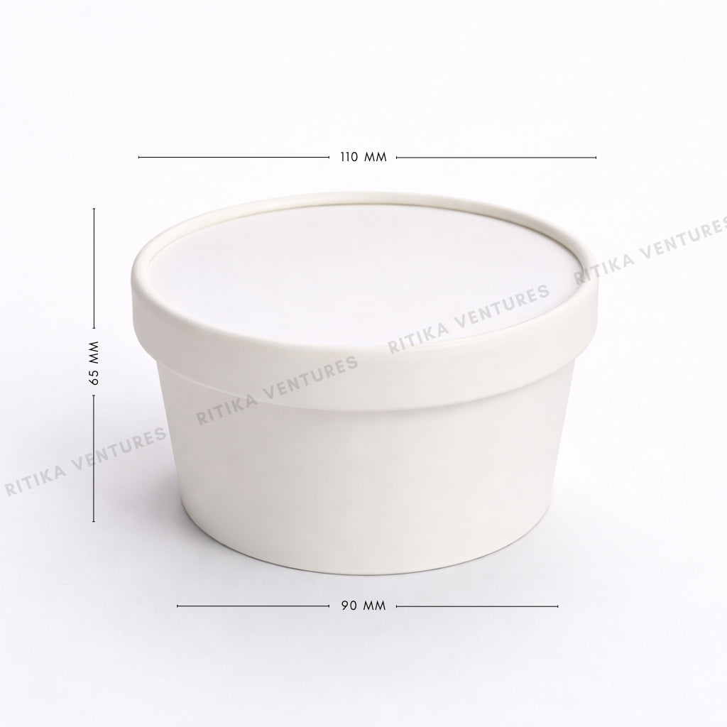 Paper Takeaway Containers with Paper Lids (110Dia) - 350ml