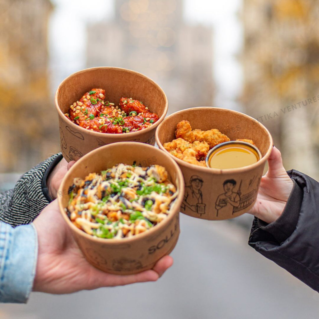 Paper Takeaway Containers with Paper Lids (110Dia) - 350ml
