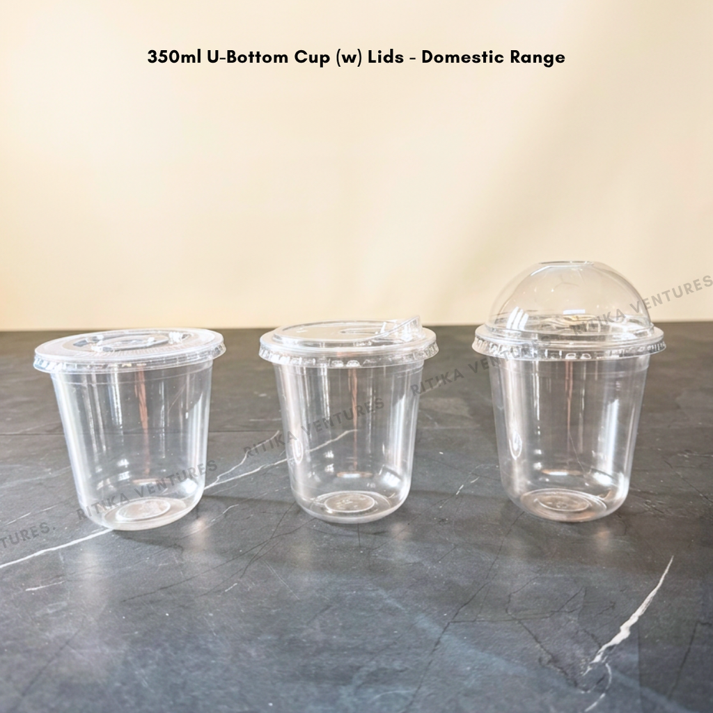 350ml U-Bottom Cups with Lids - Domestic Range