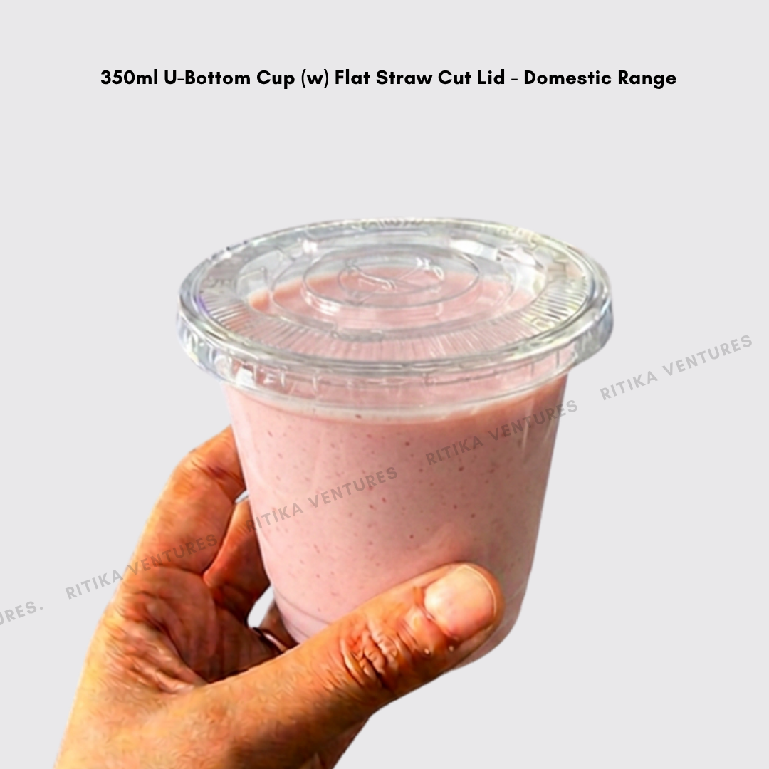 350ml U-Bottom Cups with Lids - Domestic Range