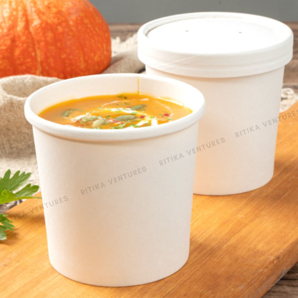 Paper Takeaway Containers with Paper Lids (110Dia) - 750ml