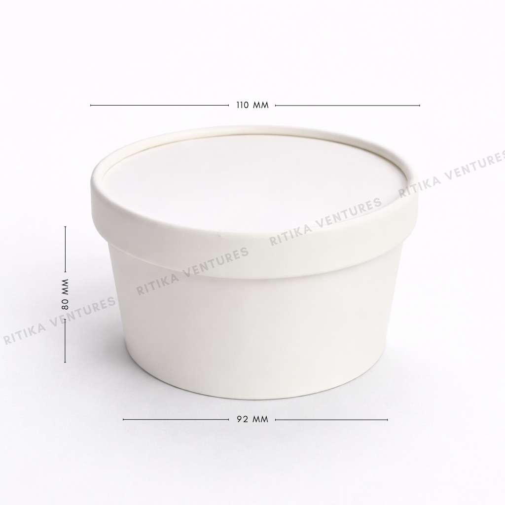Paper Takeaway Containers with Paper Lids (110Dia) - 500ml