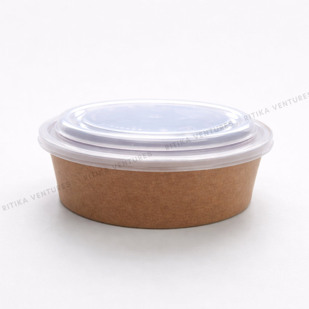 Flat Round Takeaway Container with PP Lid (150 Dia) - 500ml