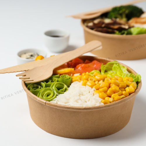 Flat Round Takeaway Container with PP Lid (150 Dia) - 750ml