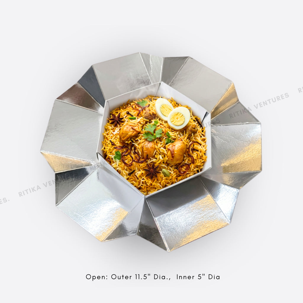 Collapsible Hexagonal Food Box with Lid