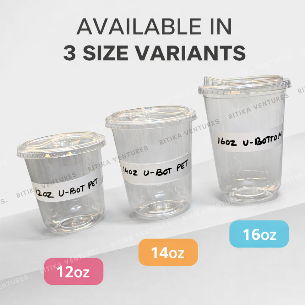 12oz U-Bottom PET Sipper Cups with Sipper Lids